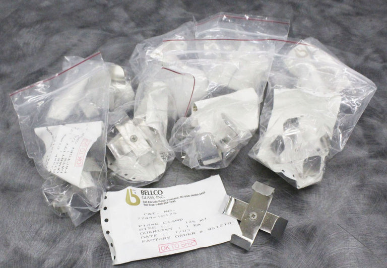 x9 New Bellco Stainless Steel Glass Erlenmeyer Flask Clamps 125mL 7744-16125