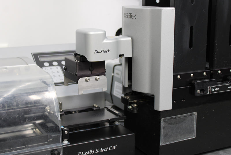 BioTek ELx405 Select CW Microplate Washer & BioStack with Pump & Valve Module