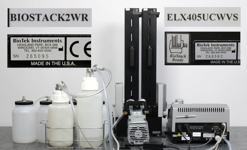 BioTek ELx405 Select CW Microplate Washer & BioStack with Pump & Valve Module