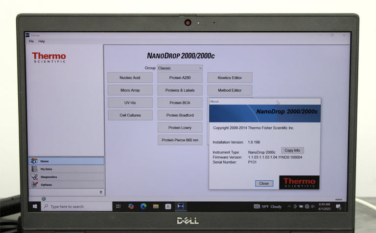 Thermo Scientific NanoDrop 2000c UV-Vis Spectrophotometer w/ Laptop & Software