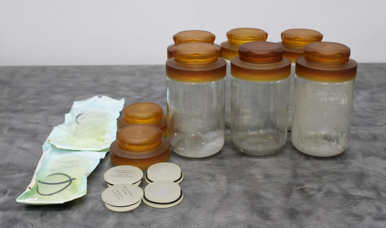 x8 Sorvall 76964 Sealing Caps with (6) 1000mL PP Centrifuge Bottles