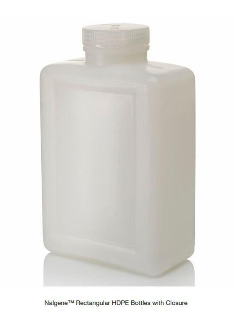 x12 Thermo Scientific 2007-0064 Nalgene Rectangle HDPE Bottles and Screw Cap 2L