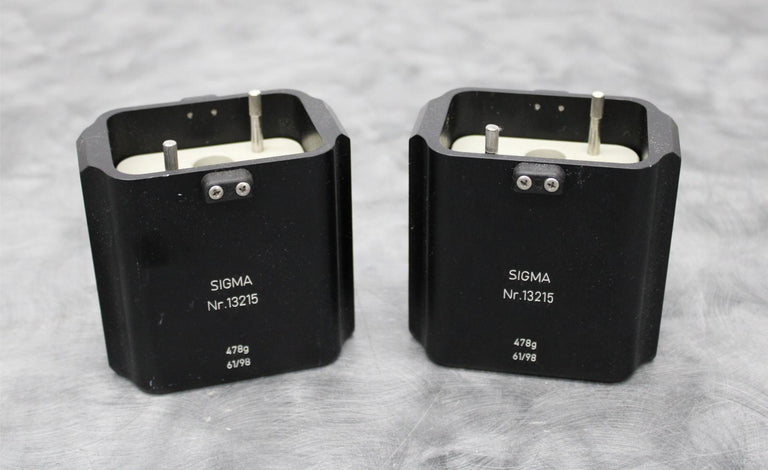 x2 Sigma 13215 Centrifuge 750mL Rotor Buckets w/ (2) 4x15mL Adapters 18016