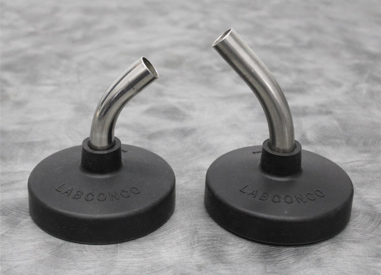 x2 Labconco Freeze Dryer Flask Tops 75444 and 45-Degree Stainless Steel Adapters