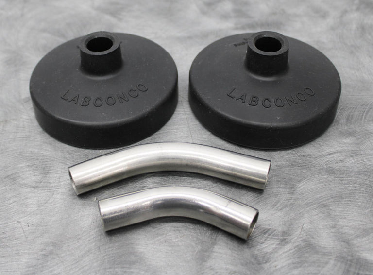 x2 Labconco Freeze Dryer Flask Tops 75444 and 45-Degree Stainless Steel Adapters
