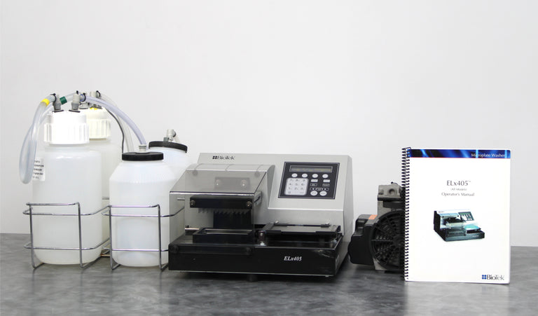 BioTek ELx405RS Microplate Washer with Vacuum Pump and Bottles