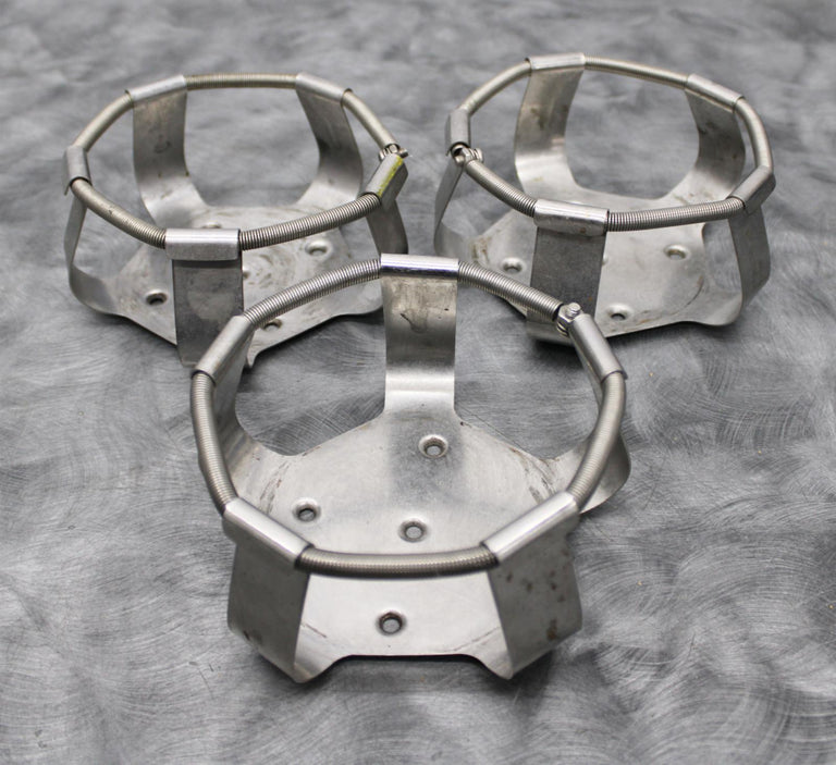 x3 Stainless Steel 2000mL Incubator Platform Shaker Flask Clamps with Springs