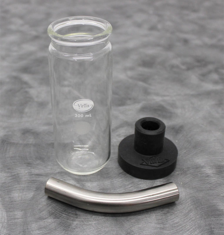VirTis 300mL Fast-Freeze Lyophilizing Flask with Cap and SS 45º Adapter