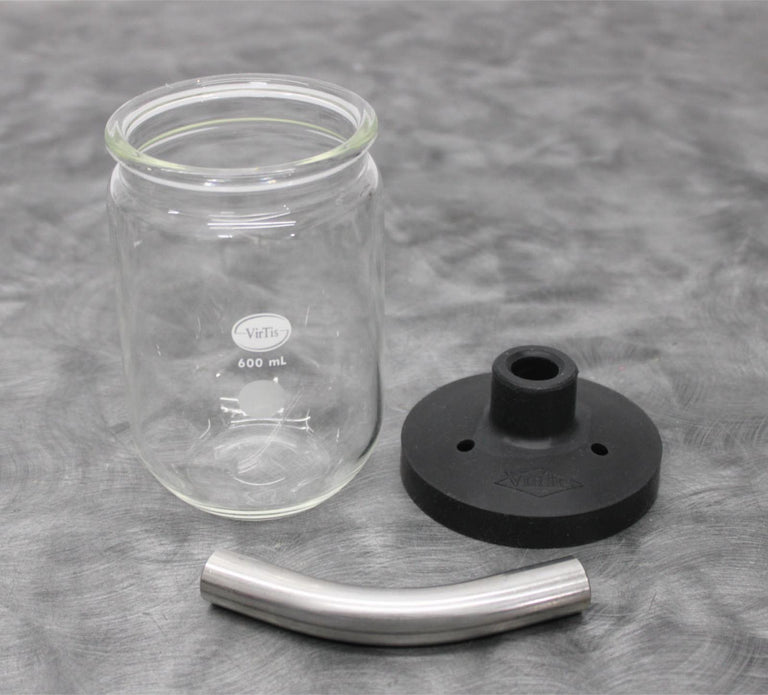 VirTis 600mL Fast-Freeze Lyophilizing Flask with Cap and SS 45º Adapter