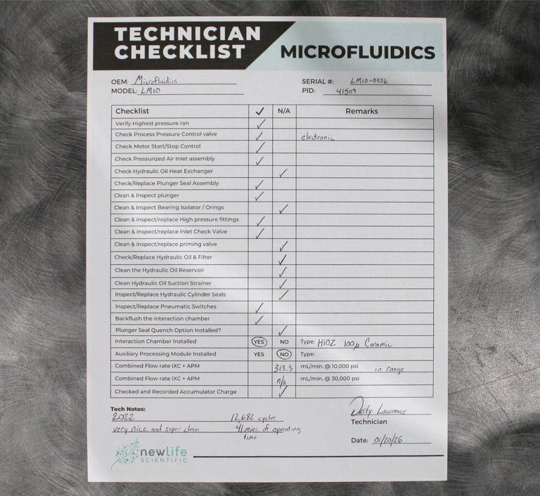Microfluidics LM10 Microfluidizer High-Shear Fluid Processor Lab Homogenizer