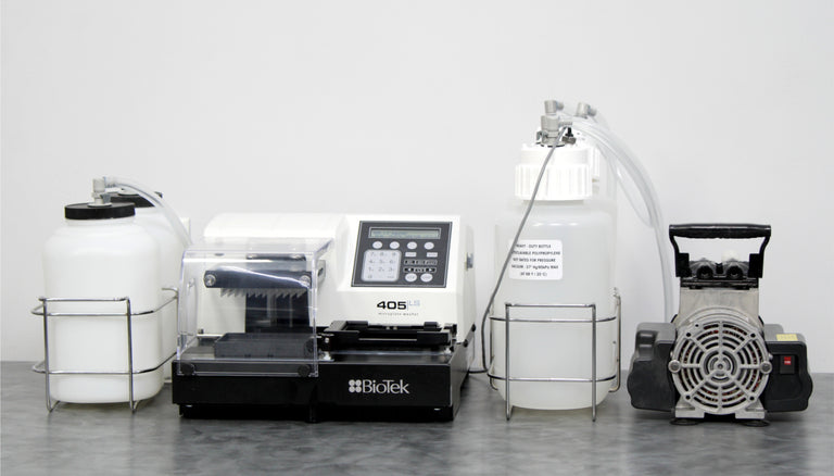 BioTek 405LS 96-Well Microplate Washer 405LSR with Vacuum Pump and Bottles