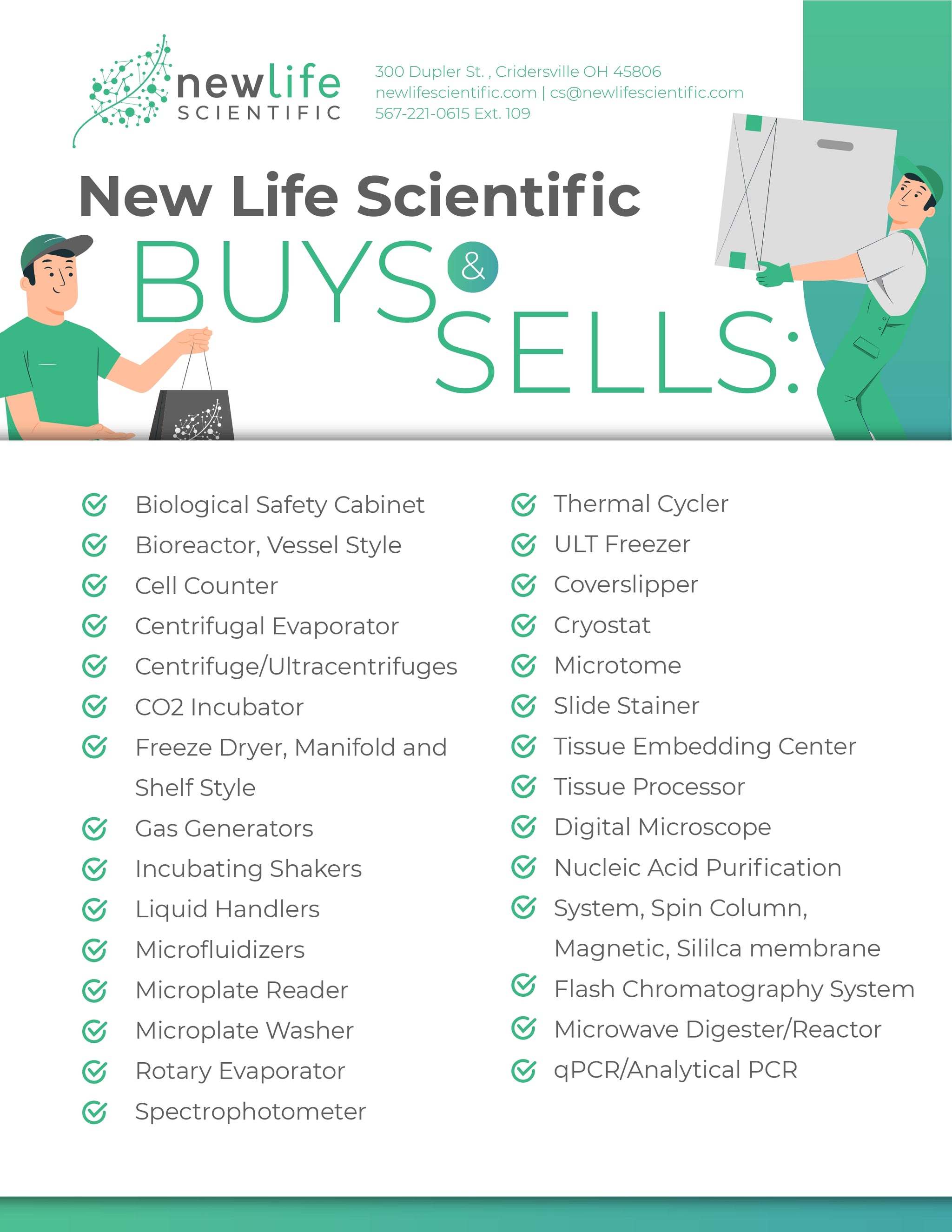 New Life Scientific buys and sells all types of used lab equipment