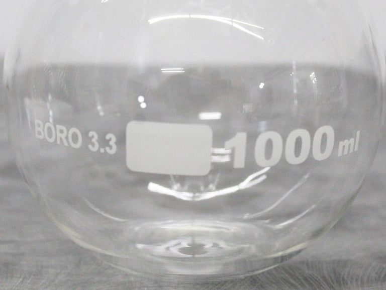 Lot of 3 1000mL Boiling Flask 2x Round Bottom and 1x 3.3 Boro Flat Bottom Flask