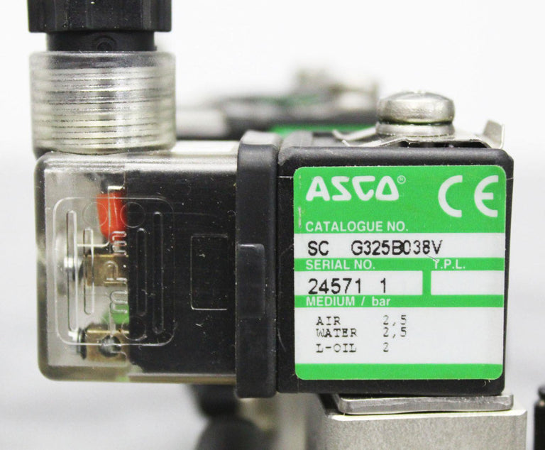 Lot of 3 Asco SC G325B038V Solenoid Valves 2-Port Mounted Air/Water/Oil