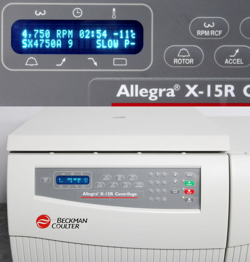 Beckman Coulter Allegra X-15R Refrigerated Benchtop Centrifuge Control Panel and Screen