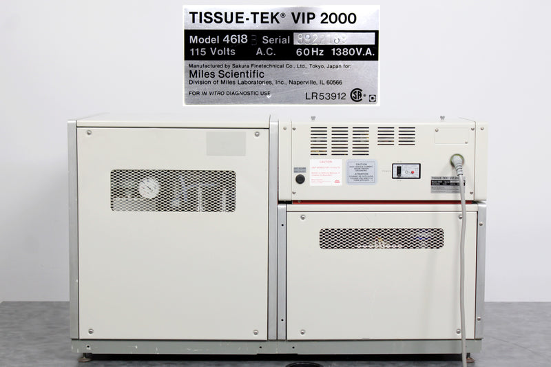 Miles Scientific Sakura Tissue-Tek VIP 2000 Benchtop Tissue Processor 4618B