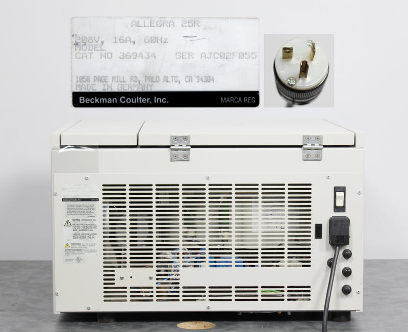 Beckman Coulter Allegra 25R Refrigerated Benchtop Centrifuge 369434