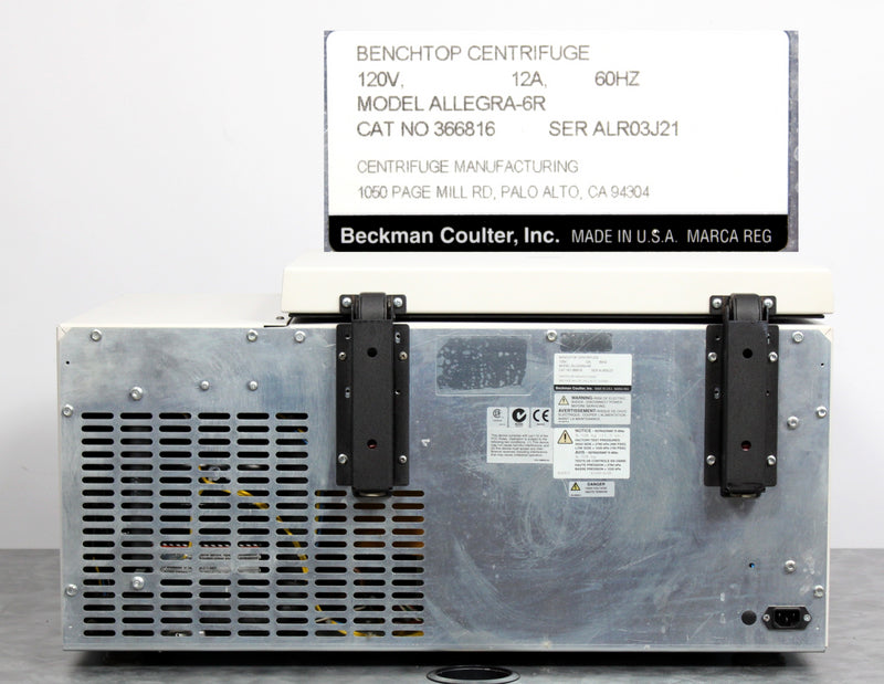 Beckman Coulter Allegra 6R Refrigerated Benchtop Centrifuge w/ GH-3.8 Rotor