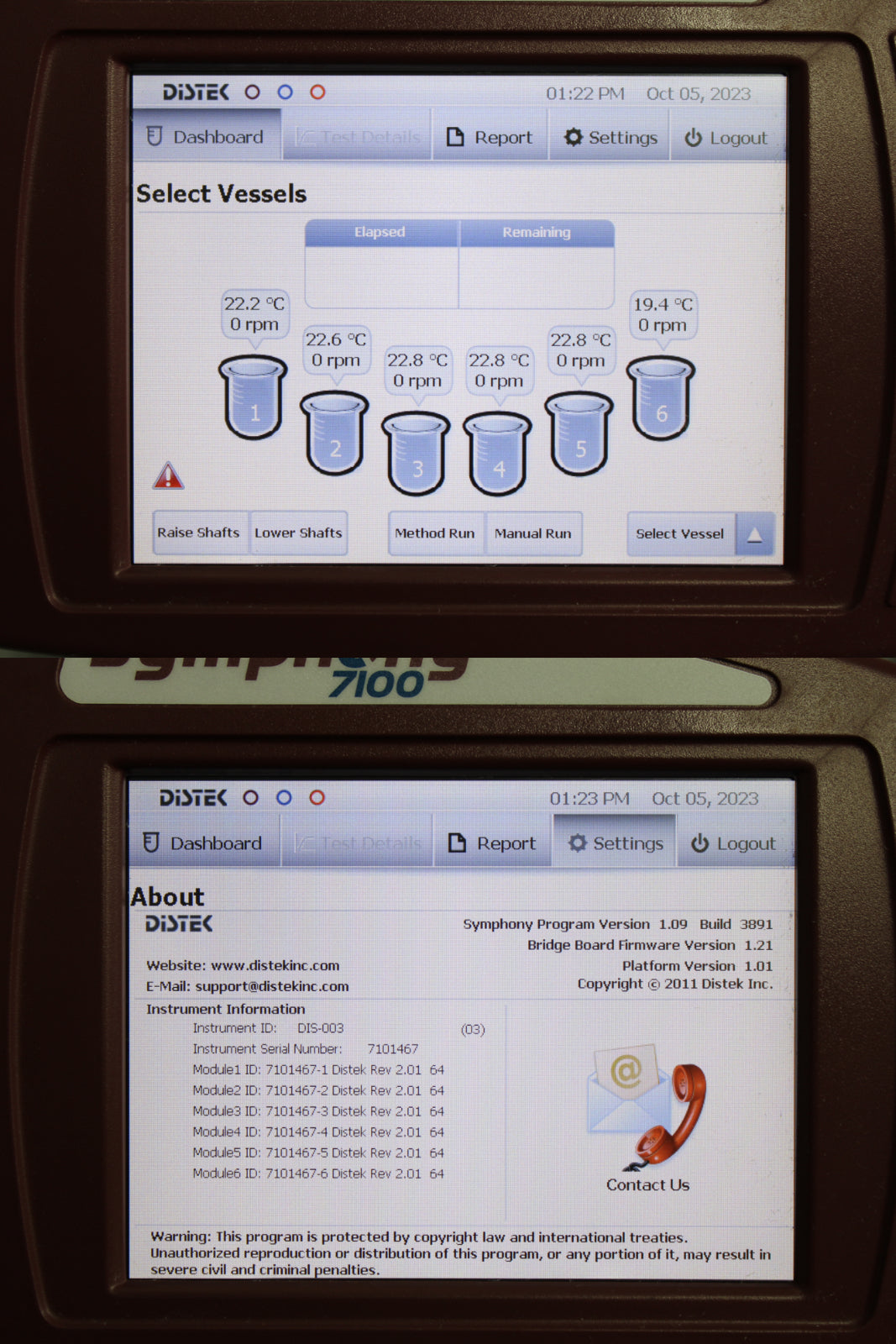 Distek Software Software Distek Symphony 7100 Bathless Dissolution System with 6 1L Vessels & P