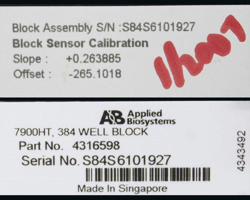 Applied Biosystems 4316598 384-Well Block for ABI 7900HT PCR System