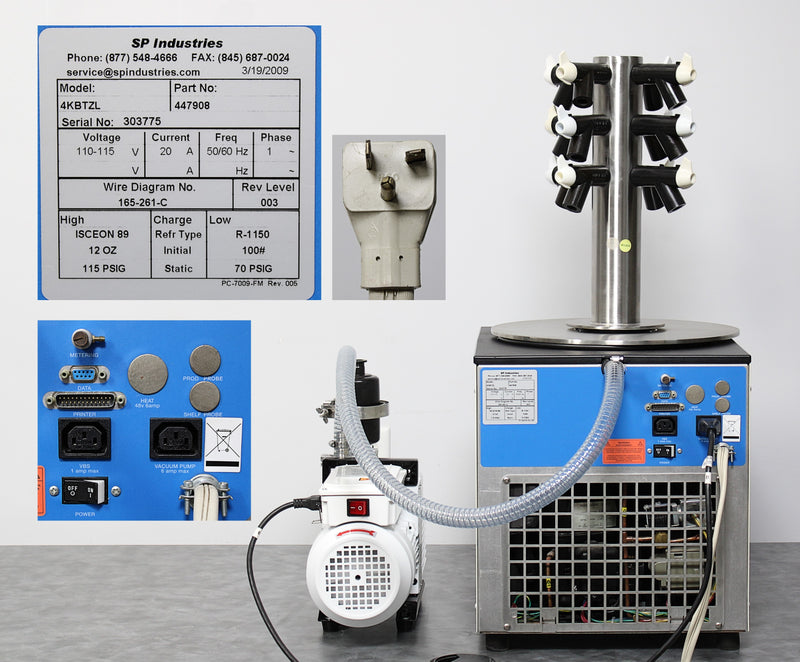 SP VirTis 4KBTZL -105C benchtop K Freeze Dryer w/ 12-Port Manifold & Vacuum Pump