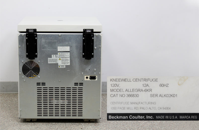 Beckman Allegra 6KR Kneewell Refrigerated Centrifuge 366830 w/ GH-3.8 Rotor