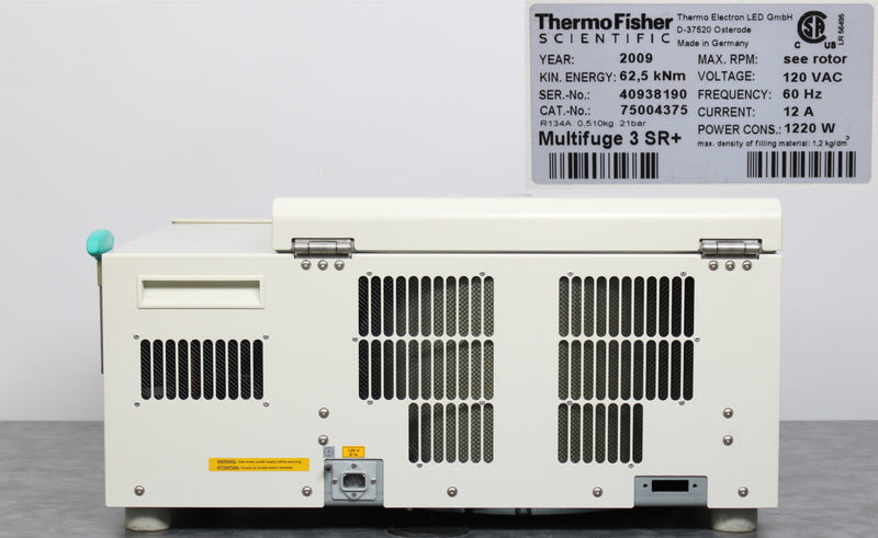 Thermo Heraeus Multifuge 3SR+ Refrigerated Benchtop Centrifuge 75004375 w/ Rotor
