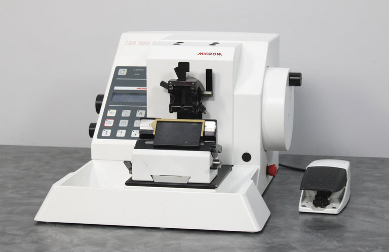 Microm HM 355 S Motorized Rotary Microtome 905480 w/ Foot Pedal & Knife Holder