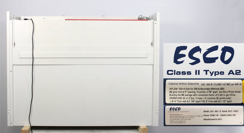 ESCO Labculture LA2-6A2-E 6ft Class II A2 Biological Safety Cabinet with Stand