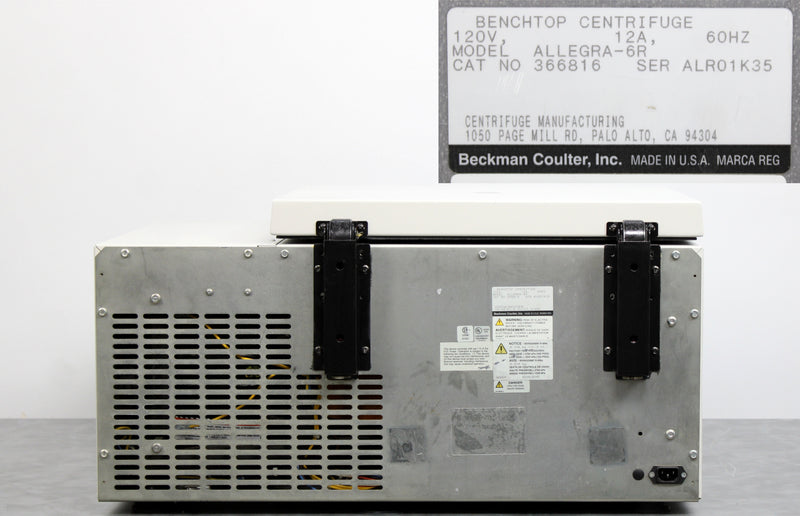Beckman Coulter Allegra 6R Refrigerated Benchtop Centrifuge with GH-3.8A Rotor