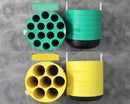 x2 Beckman Bucket Adapters (green 349950), x2 Beckman Bucket Adapters (yellow 339158)