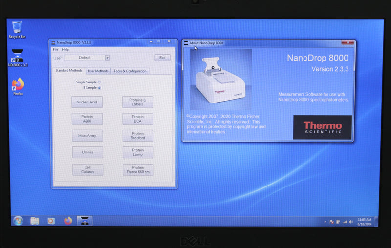 NanoDrop ND-8000 8-Sample UV/Vis Spectrophotometer with Laptop & Software