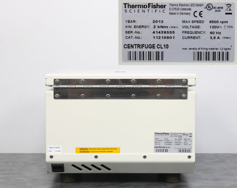 Thermo Scientific CL10 Benchtop Centrifuge 11210901 and O-G26 Swing Bucket Rotor