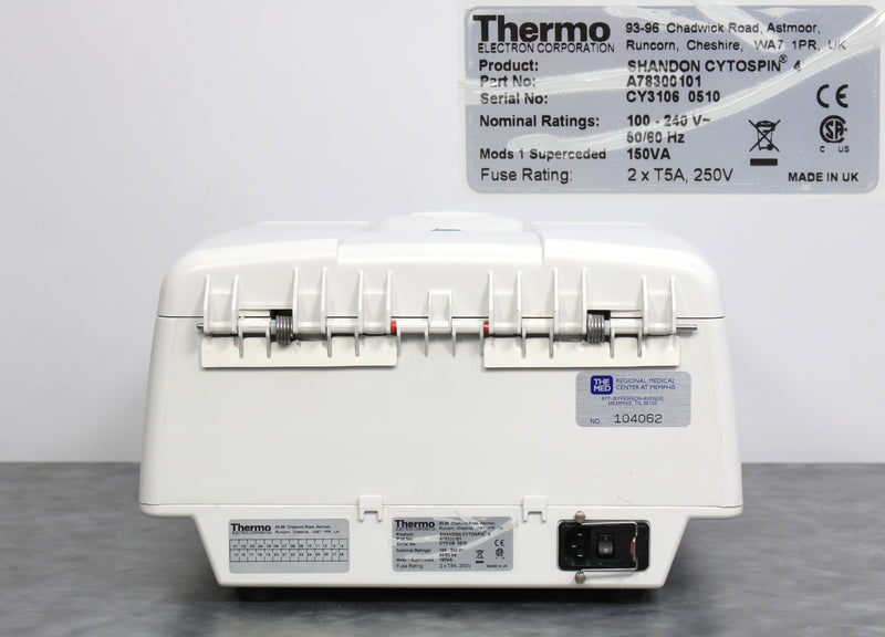 Thermo Electron Shandon CytoSpin 4 Cytocentrifuge A78300101 and Rotor