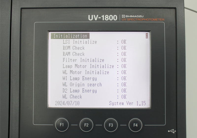 Shimadzu UV-1800 120V UV/Vis Spectrophotometer Control Panel and Screen