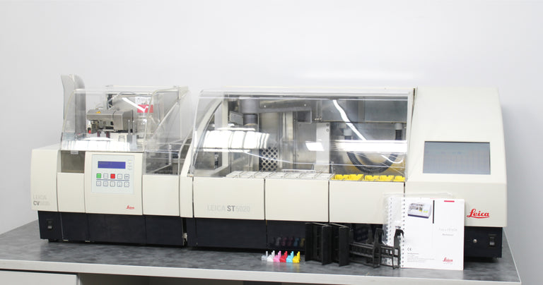 Leica ST5020 Automated Slide Stainer with CV5030 Coverslipper and TS5025 Station