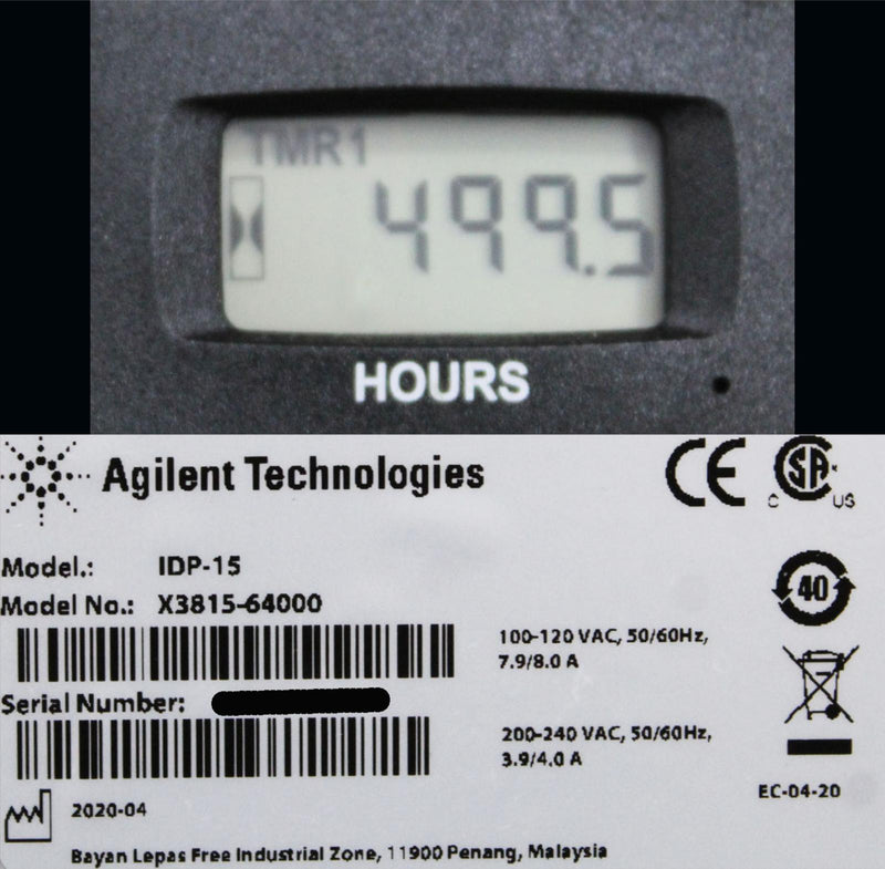 Agilent Technologies X3815-64000 Dry Scroll Pump IDP-15 120V w/ 499.5 Used Hours