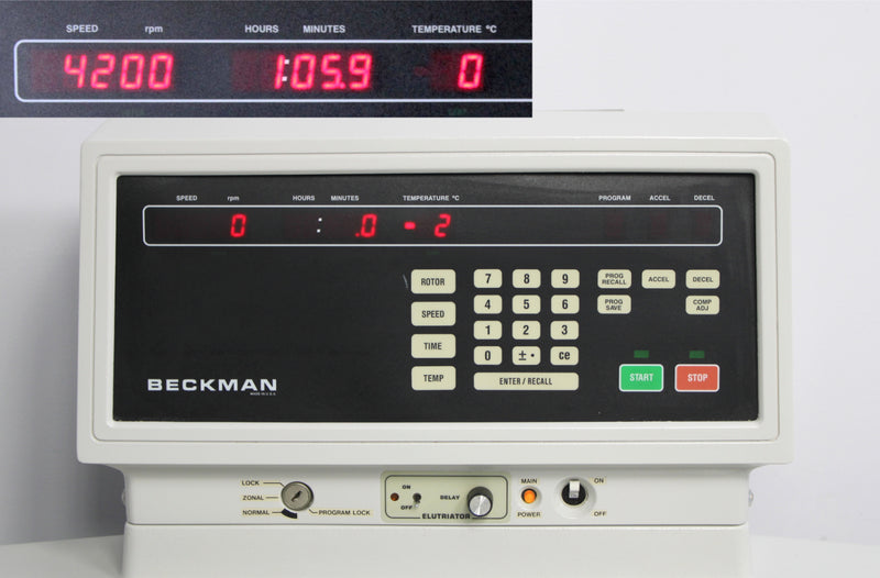 Beckman J6M ELUT Refrigerated Floor Centrifuge Control Panel and Screen