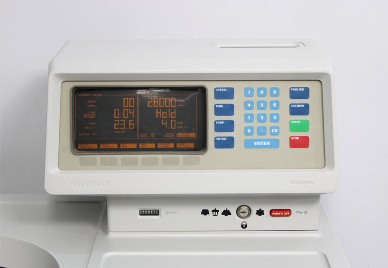 Beckman Optima XL-90 Refrigerated Floor Ultracentrifuge Control Panel and Screen