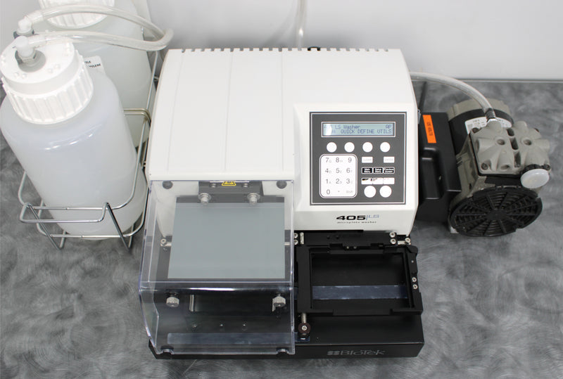 BioTek 405LS 96-Well Microplate Washer 405LSRS with Bottles and Vacuum Pump