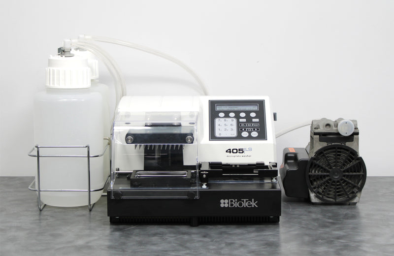 BioTek 405LS 96-Well Microplate Washer 405LSRS with Bottles and Vacuum Pump