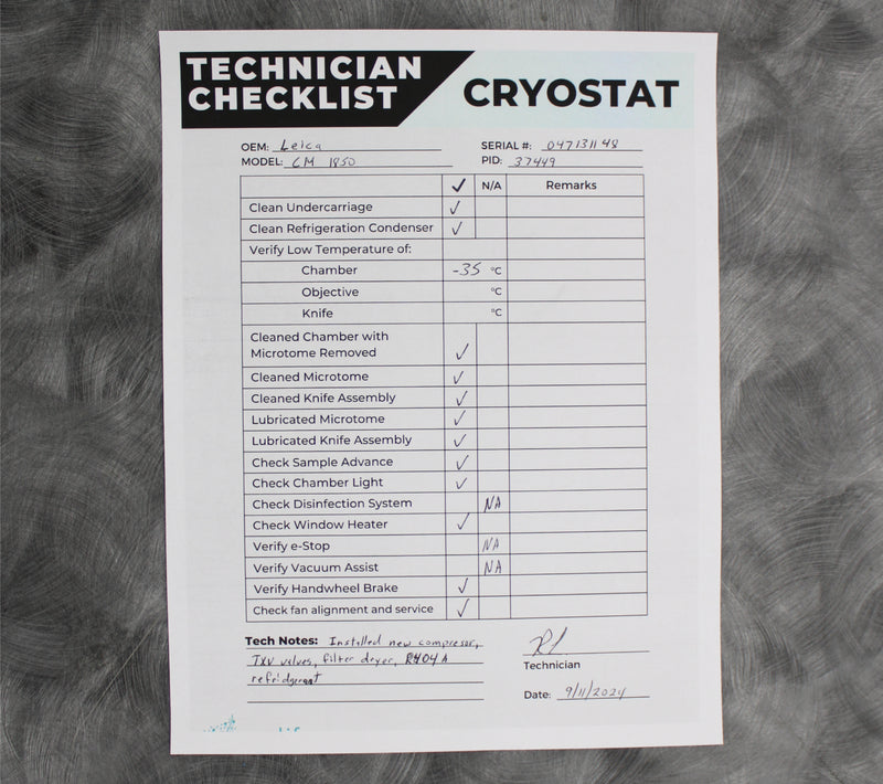 Leica CM1850-3-1 Cryostat Microtome 047131148 with Blade Holder