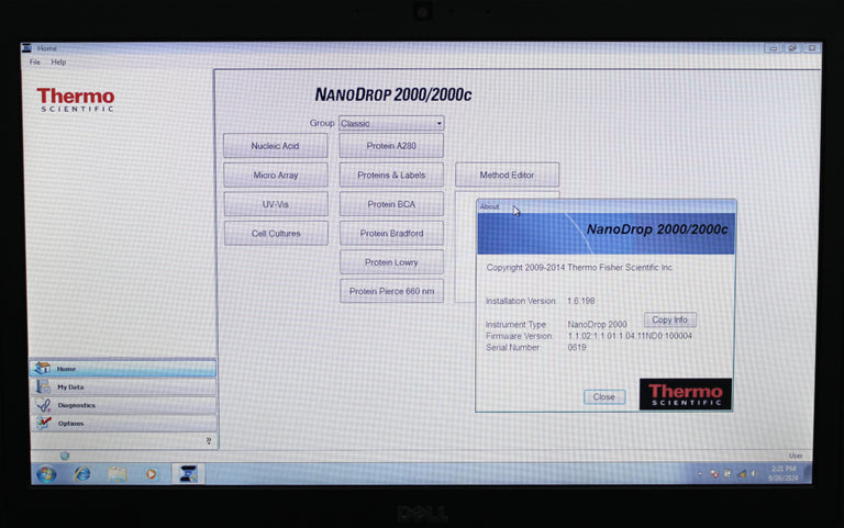 Thermo Scientific NanoDrop 2000 UV-Vis Spectrophotometer w/ Laptop and Software