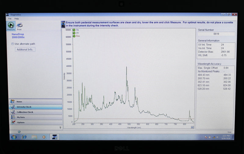 NanoDrop 2000/2000c v1.6.198 Software Intensity Check