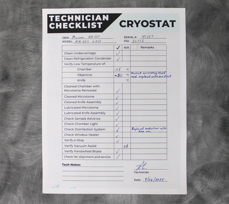 Thermo Scientific Microm HM 550 OPD Cryostat Microtome 956454D with Blade Holder