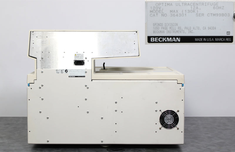 Beckman Optima MAX 130K Refrigerated Benchtop Ultracentrifuge Centrifuge 364301