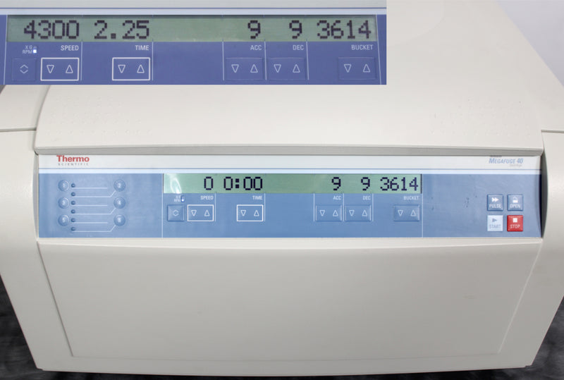 Thermo Heraeus Megafuge 40 Benchtop Centrifuge Control Panel and Screen