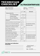 Thermo Scientific Sorvall WX Ultra 80 Series Ultracentrifuge technician cheklist