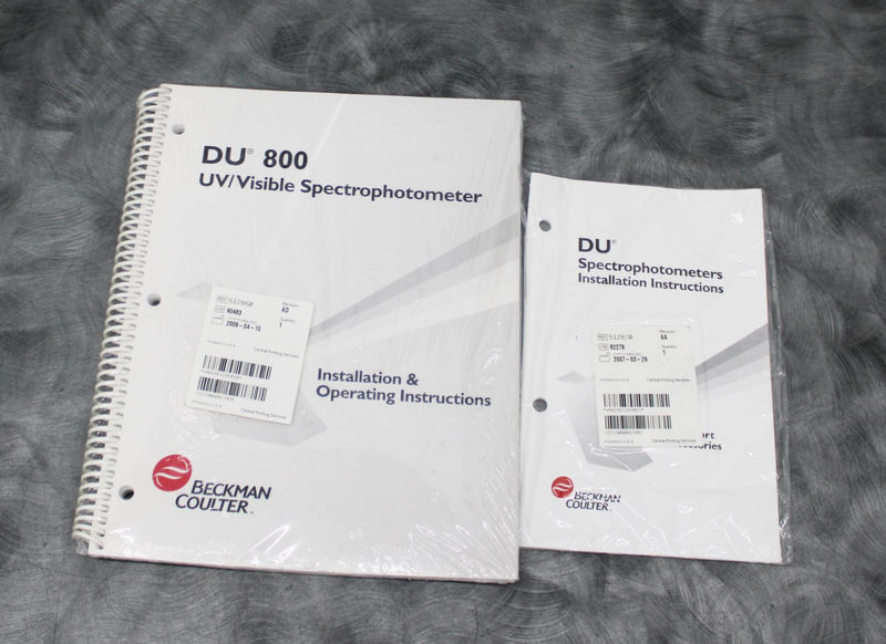 Beckman Coulter DU 800 Spectrometer Lamps, Accessories and Manual