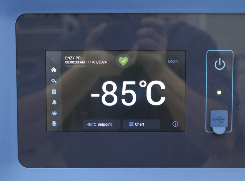 Thermo Scientific TSX Series TSX50086A -86°C Upright ULT Ultra-Low Temperature Freezer Screen Close Up with Temeprature